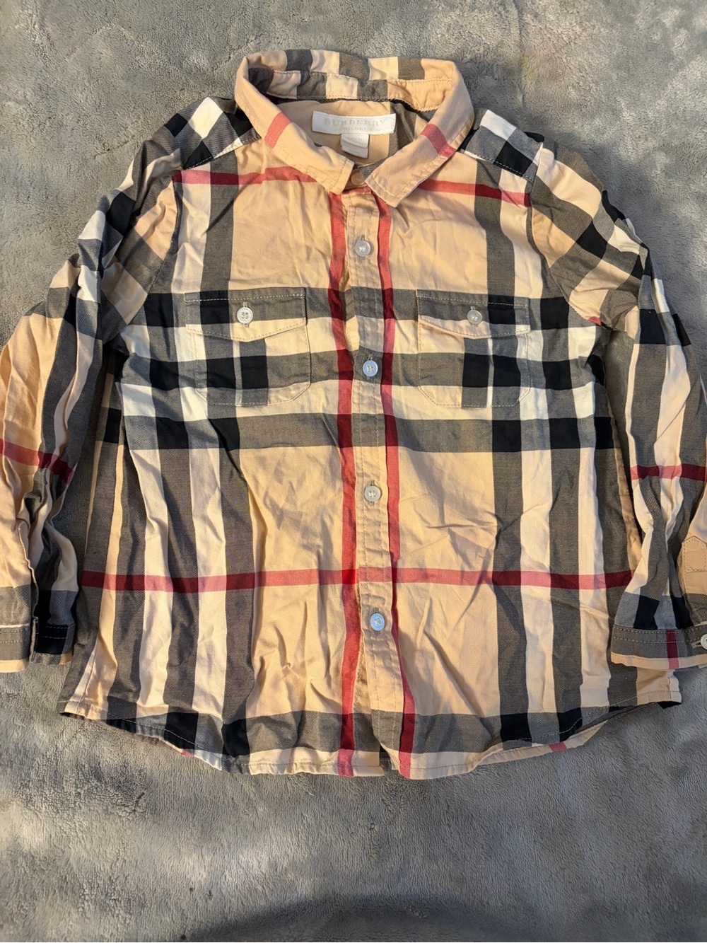 Classic Burberry Beige Plaid Button-Up Shirt for Kids
